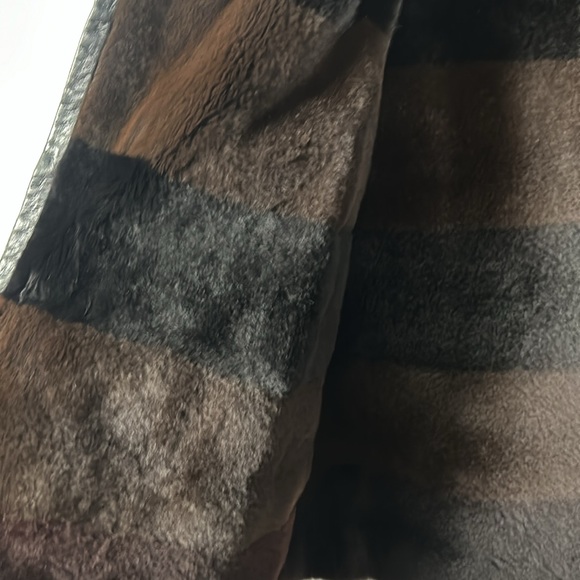 Vintage Black Leather Zipper Front Fur collar, sleeve w faux fur lining size 4-6 - Picture 12 of 16